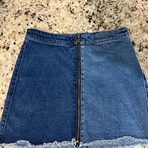 Wild Fable Two Tone Blue Jean Zipper Mini Skirt